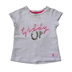 Joules 100% Cotton Sequin "Giddy Up" Top 3-4Y